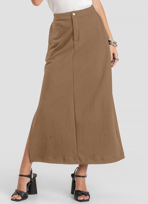 Saia Feminina Longa Piquet Venora Marrom