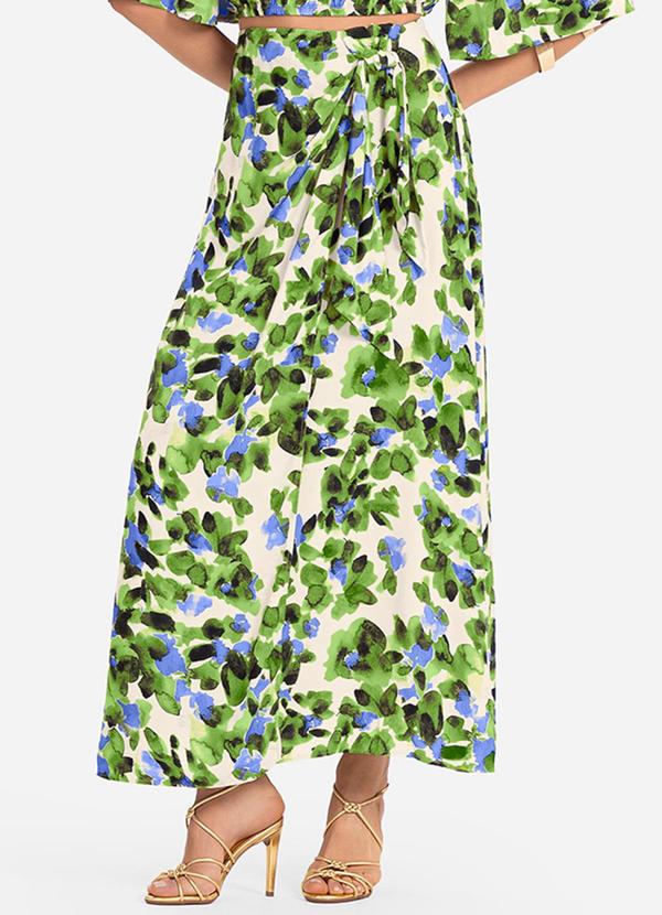 Vista 2 Saia Longa Estampada Verde Endless Endless