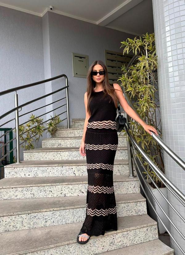 Saia Longa Preta Elegante Feminina Preto