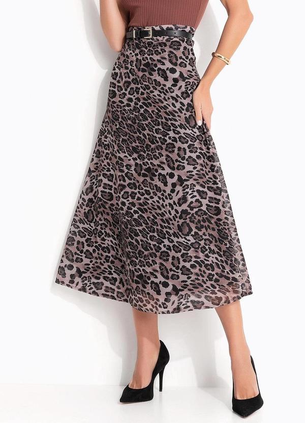 Saia Onça Marrom em Chiffon