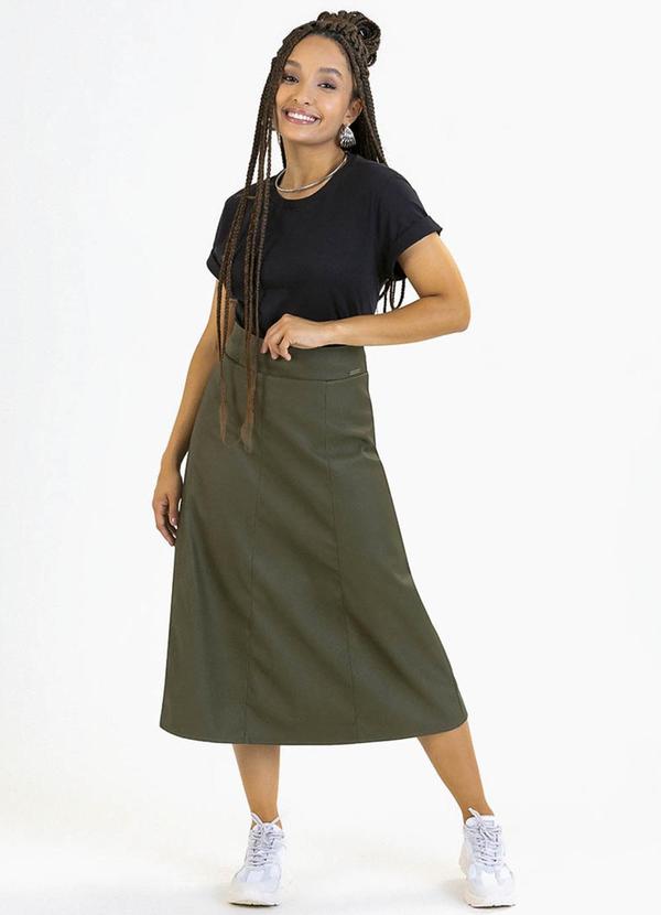 Vista 2 Saia Adulto em Courino Verde Soft Bonni Soft Bonni