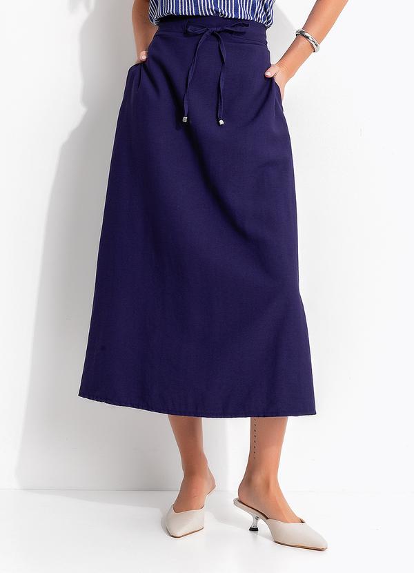 Saia Azul Marinho em Viscose com Poliéster