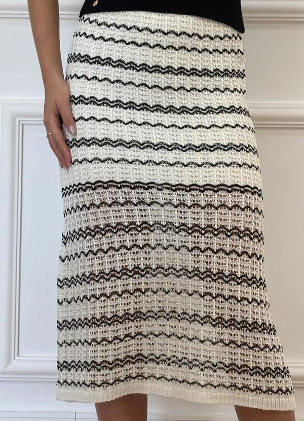 Saia em Tricot Listrado Curta Off