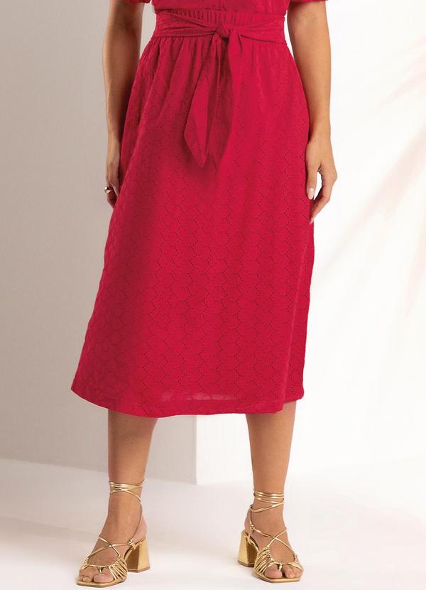 Vista 2 Saia Feminina Laise Vermelho Marialícia Marialícia