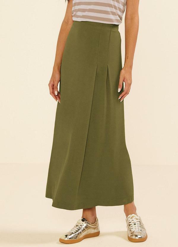 Saia Feminina Midi com Pregas Verde