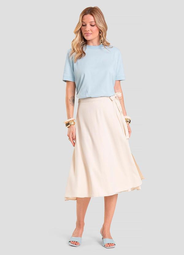 Saia Feminina Midi Envelope Bege