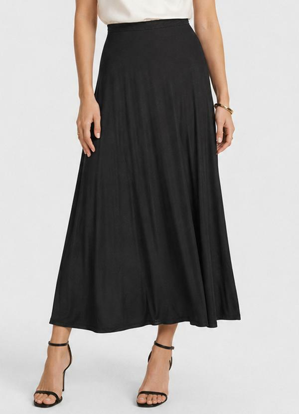 Saia Feminina Midi Evase Preto