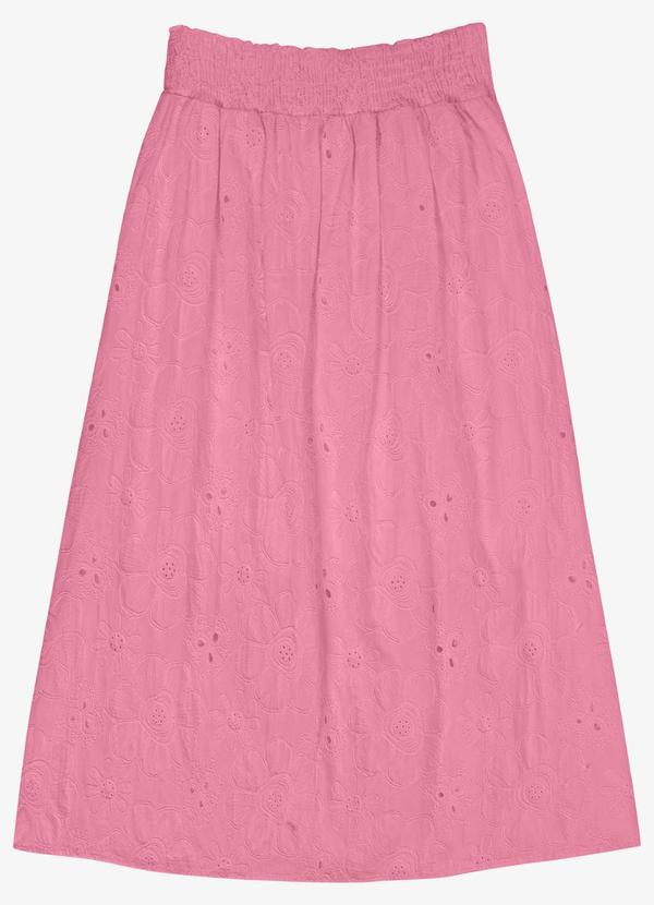Saia Feminina Midi Evasê Rosa