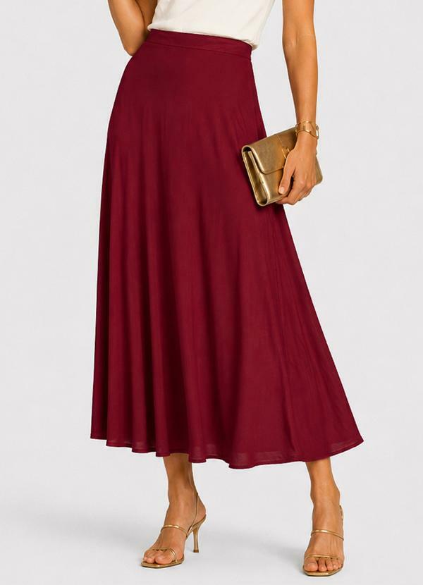 Saia Feminina Midi Evase Vermelho
