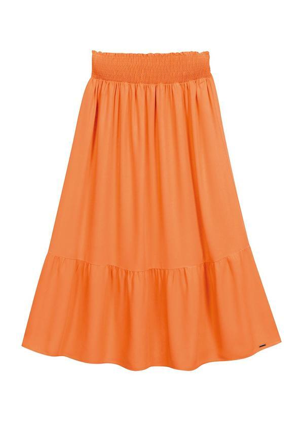 Vista 2 Saia Feminina Midi Laranja Marialícia Marialícia