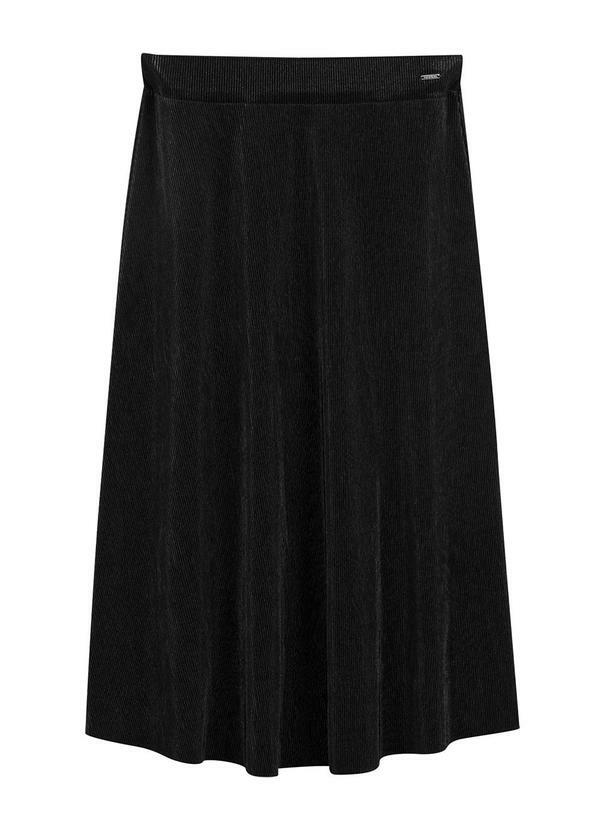 Vista 2 Saia Feminina Midi Plissada Preto Marialícia Marialícia