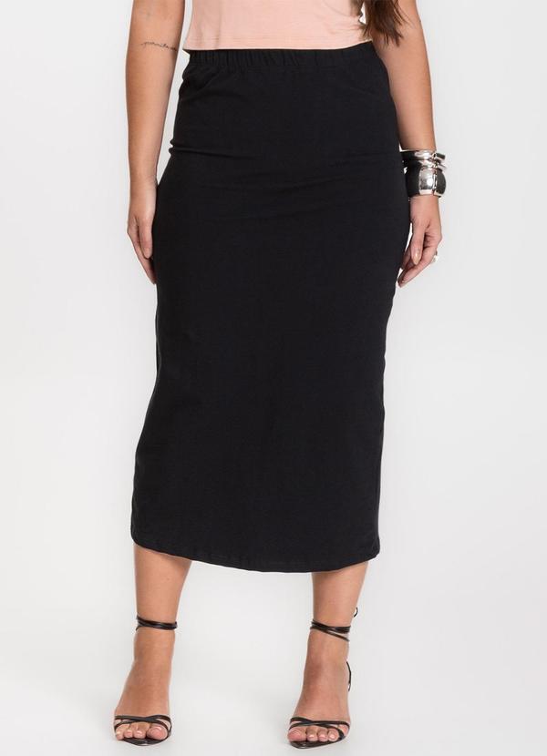 Vista 2 Saia Feminina Midi Preto INFINITA COR INFINITA COR