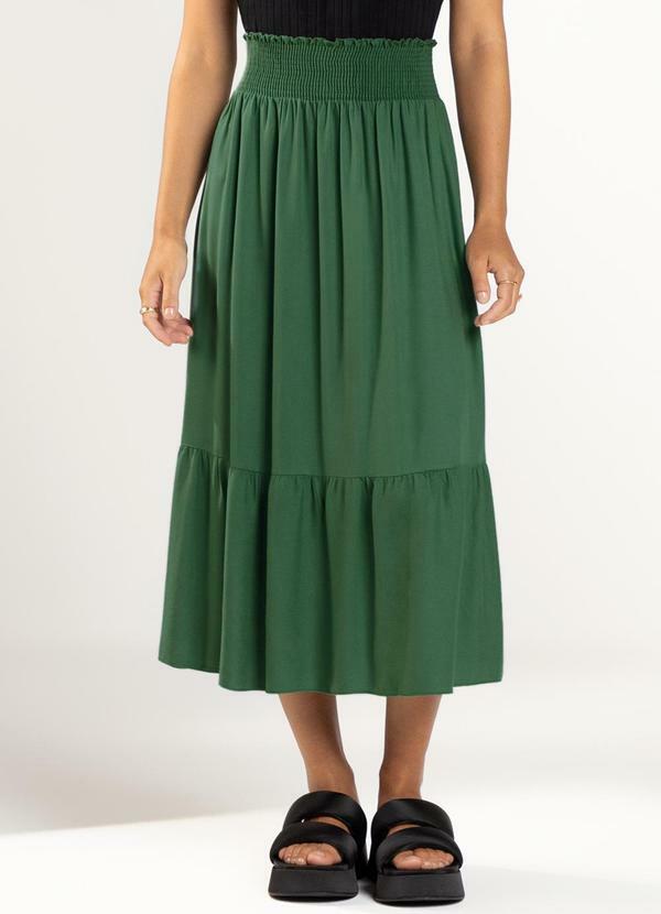 Vista 2 Saia Feminina Midi Verde Marialícia Marialícia