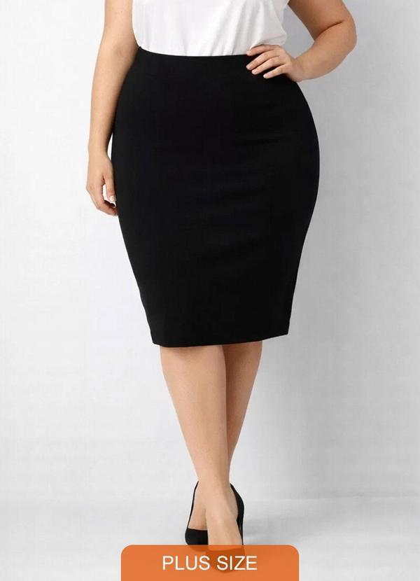 Saia Feminina Plus Size em Bengaline Preto