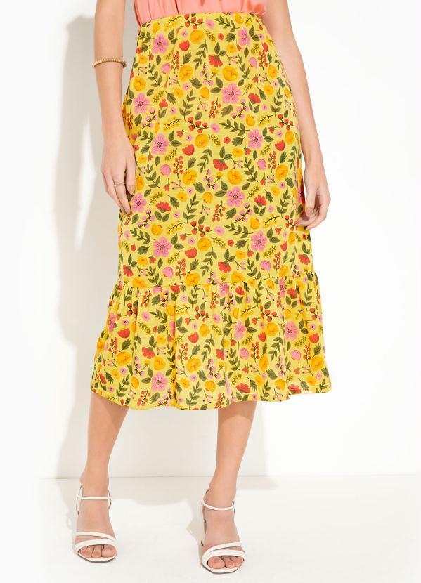 Vista 2 Saia Floral Amarelo com Babado Rosalie Rosalie