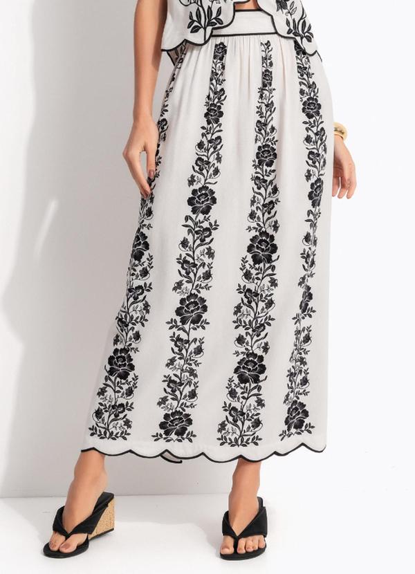 Saia Floral Delicado Preto