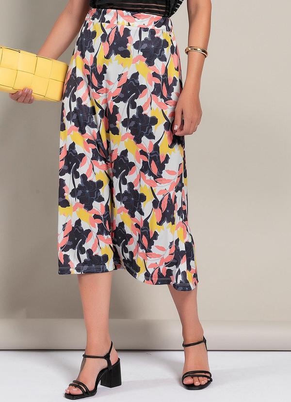 Saia Floral Grande em Jersey Acetinado