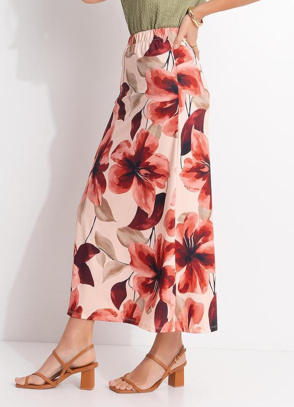 Saia Floral Pincelado em Malha Fria