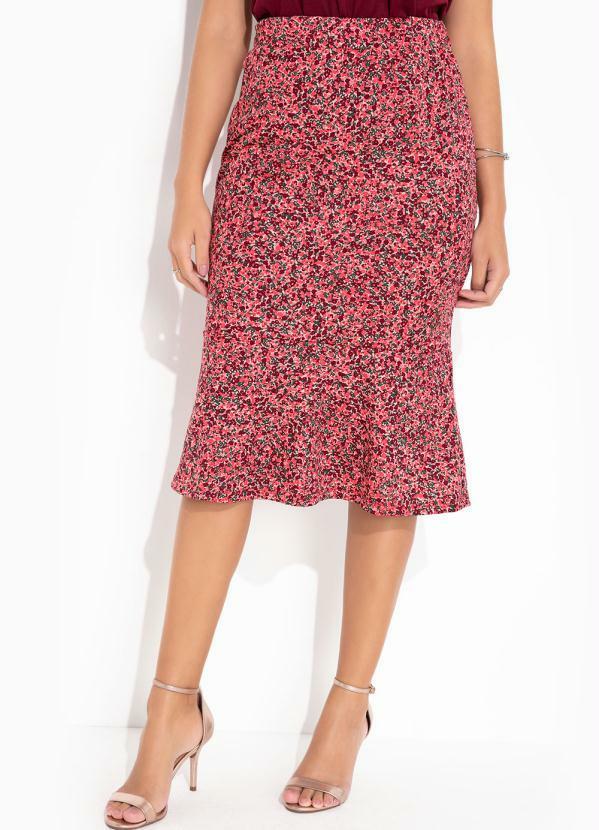Saia Floral Rosa Evasê