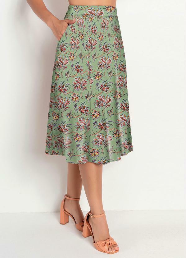 Vista 2 Saia Floral Verde com Bolsos Rosalie Rosalie