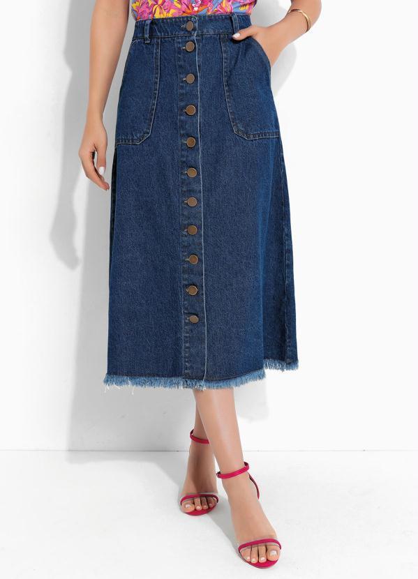 Saia Jeans com Botões