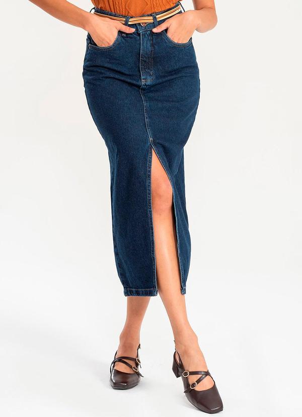 Vista 2 Saia Jeans Midi Noah Jeans Escuro Azul Meu Jeans Meu Jeans