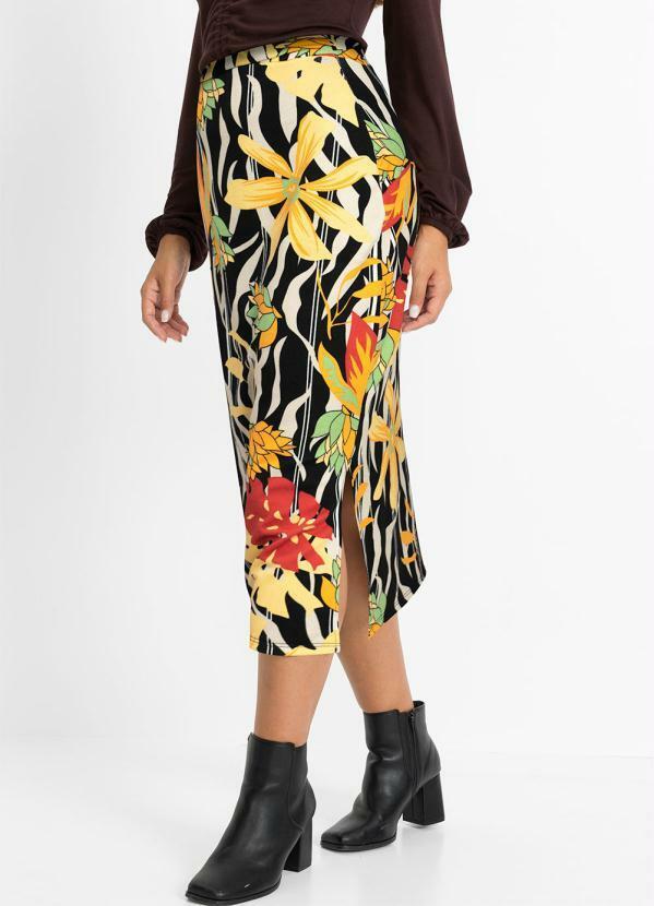 Vista 2 Saia Lápis com Fenda Floral Dark bonprix bonprix