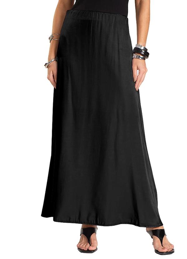 Saia Midi Acetinada Preto