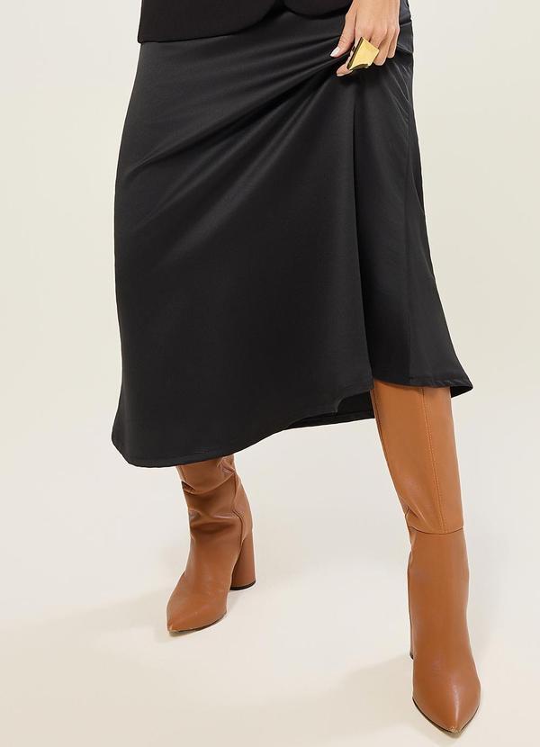 Saia Midi Acetinada Preto