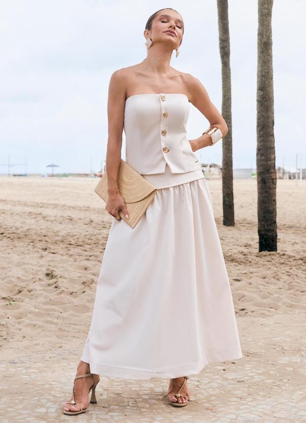 Saia Midi Alfaiataria Off White