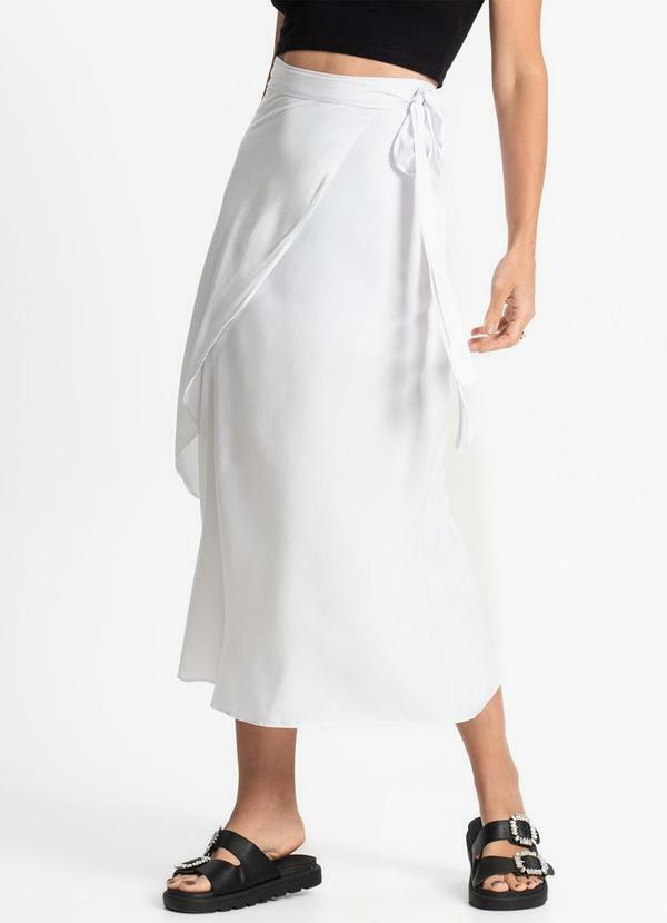 Saia Midi Amarração Envelope Branco