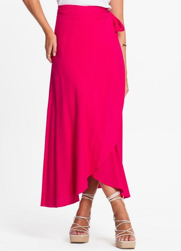 Saia Midi Amarração Envelope Rosa