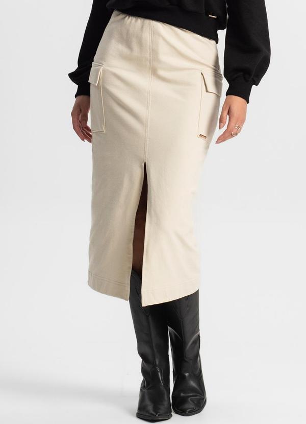 Vista 2 Saia Midi Cargo Feminino Bege Rovitex Rovitex