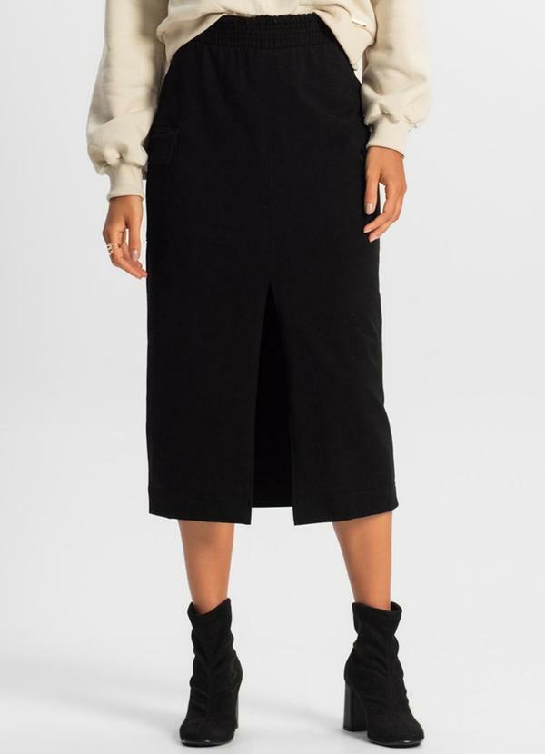 Vista 2 Saia Midi Cargo Feminino Preto Rovitex Rovitex