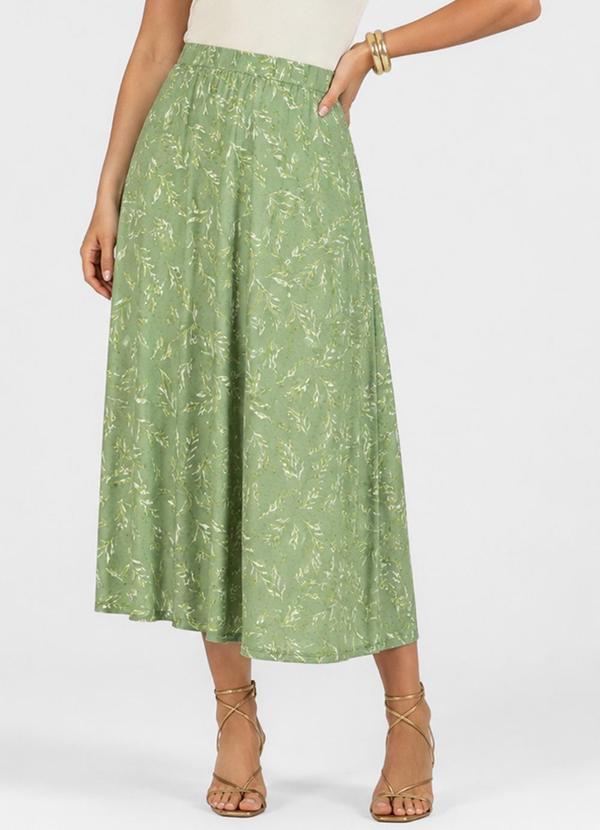 Saia Midi com Recorte nas Costas Verde
