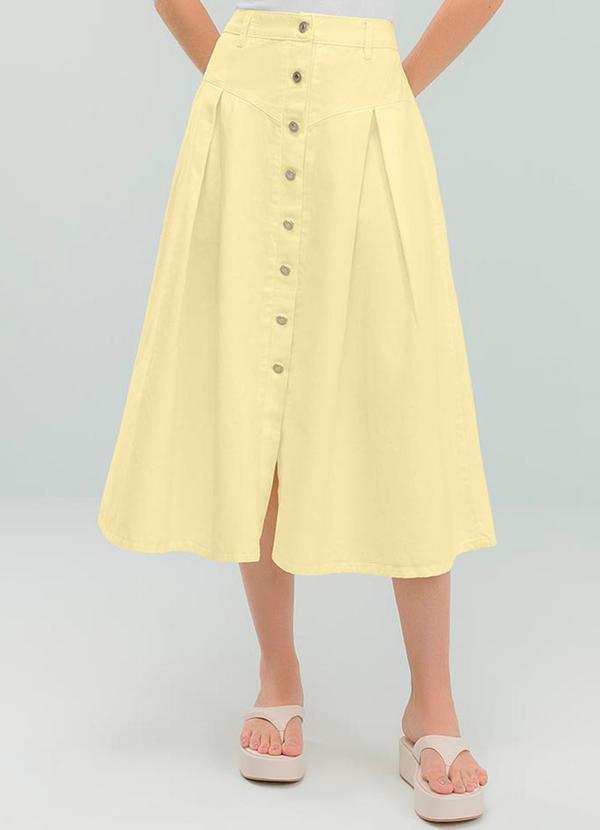 Vista 2 Saia Midi Denim Amarelo Angel Angel