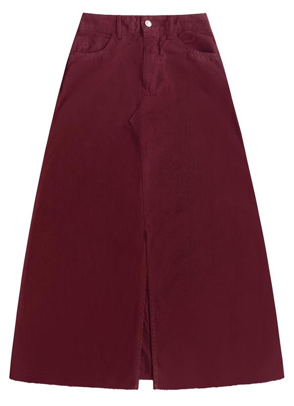 Saia Midi Denim Vermelho