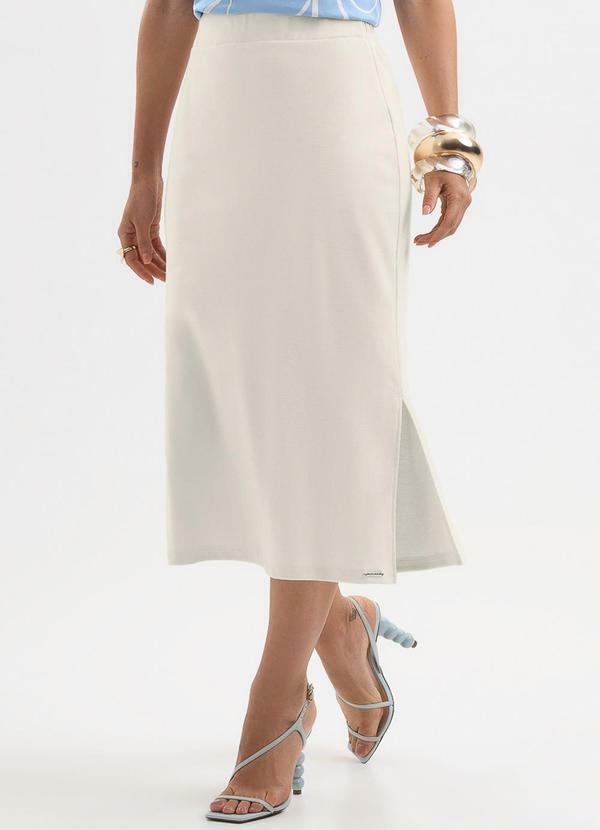 Saia Midi em Algodão Off-White