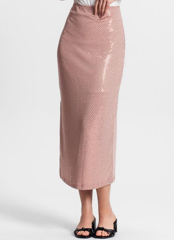 Vista 2 Saia Midi em Lantejoula Rose Gold Endless Endless