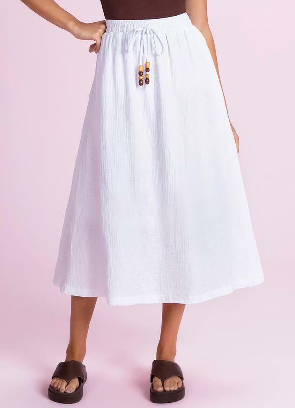 Saia Midi em Malha Gaze Branco