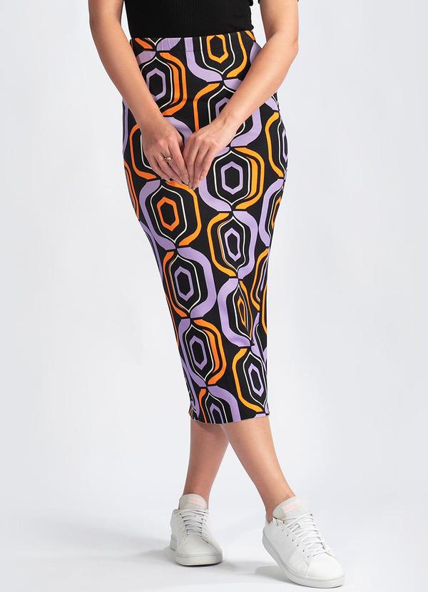 Saia Midi em Viscose Estampada