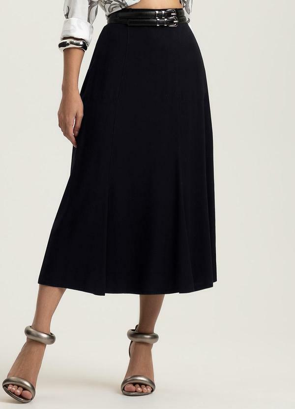 Saia Midi em Viscose Preto