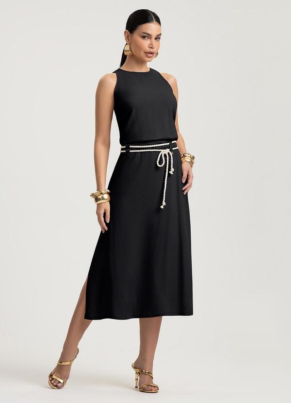 Saia Midi em Viscose Preto