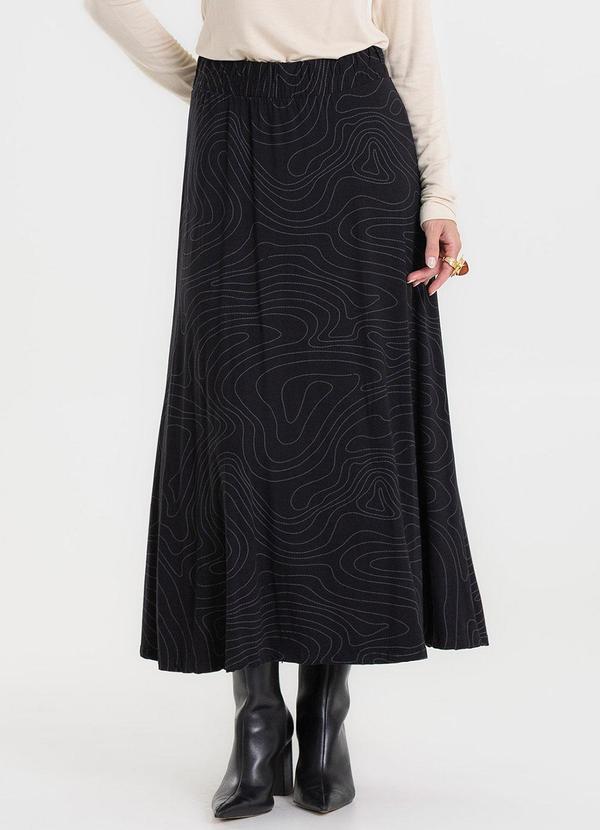 Saia Midi em Viscotorcion Preto