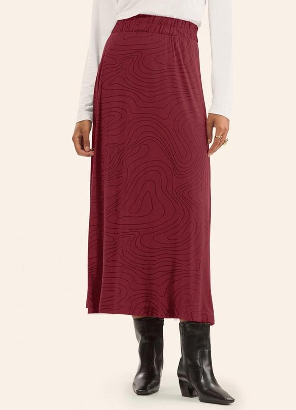 Saia Midi em Viscotorcion Vermelho
