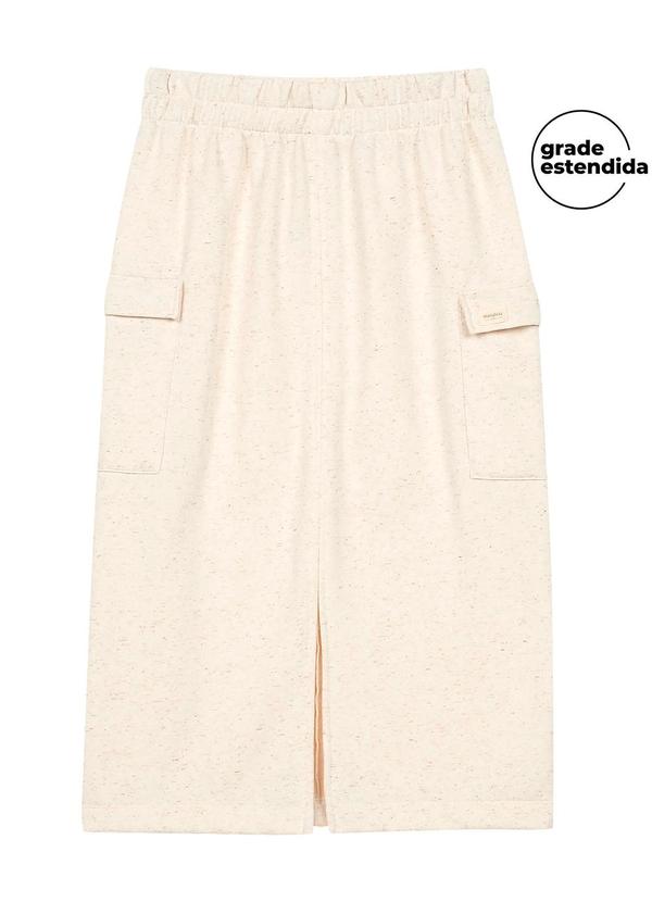 Vista 2 Saia Midi Feminina Comfy Moletom Bege Marialícia Marialícia