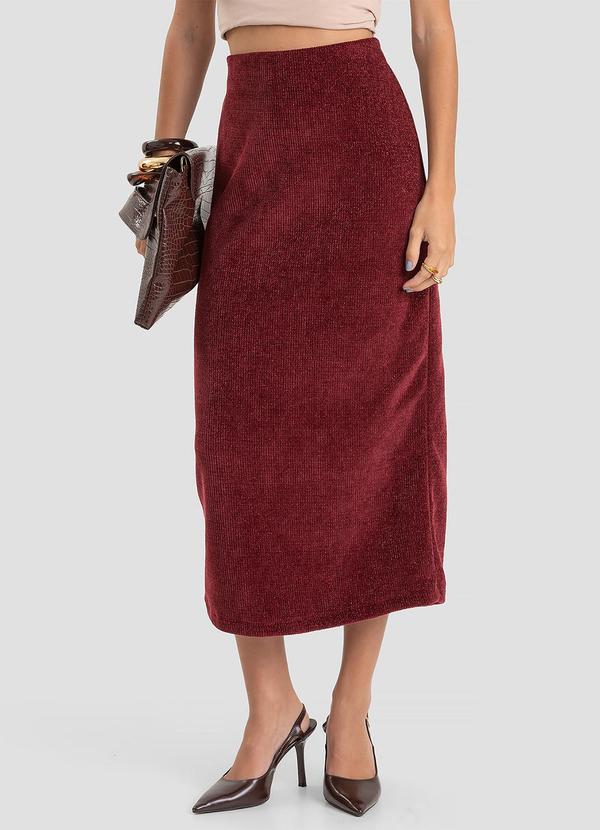 Saia Midi Feminina em Tricot Glow Shine Vermelho