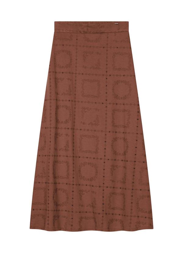 Saia Midi Feminina Floral Devorê Marrom