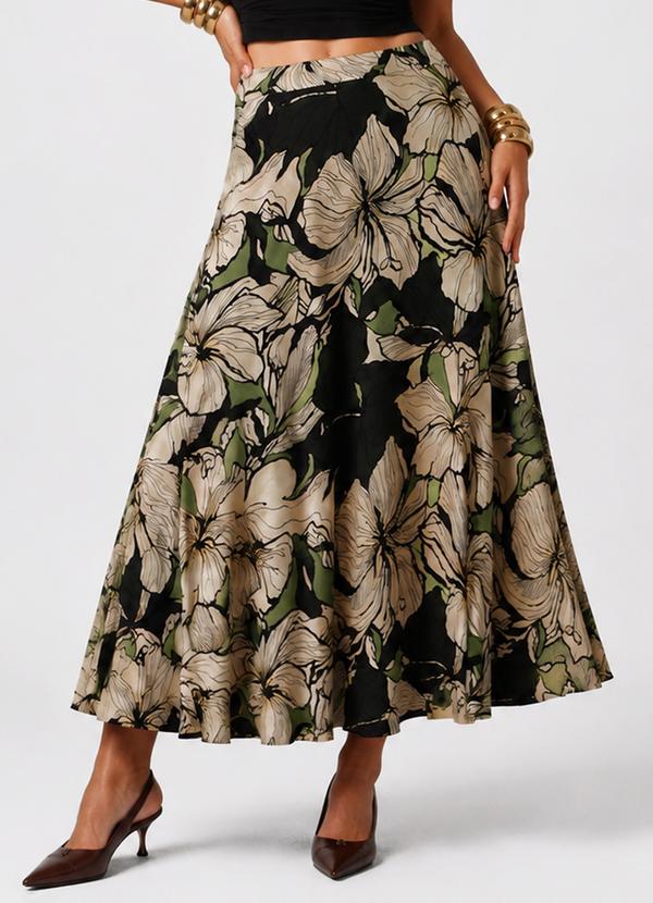 Saia Midi Feminina Molicotton Viscose Verde