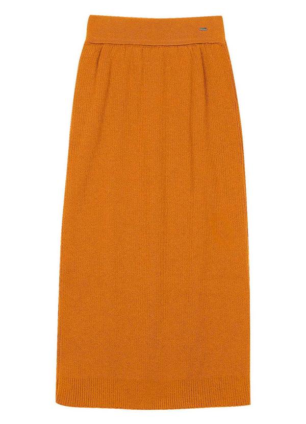 Vista 2 Saia Midi Feminina Tricot Marrom Marialícia Marialícia